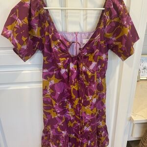 Greylin Purple and Mustard NWT Andrea Printed Floral Dress Small